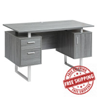 Techni Mobili RTA-7002-GRY Modern Office Desk with Storage, Grey